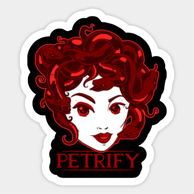 Medusa With Snakes In Red Beautiful Mythical Creature Cartoon Style Art